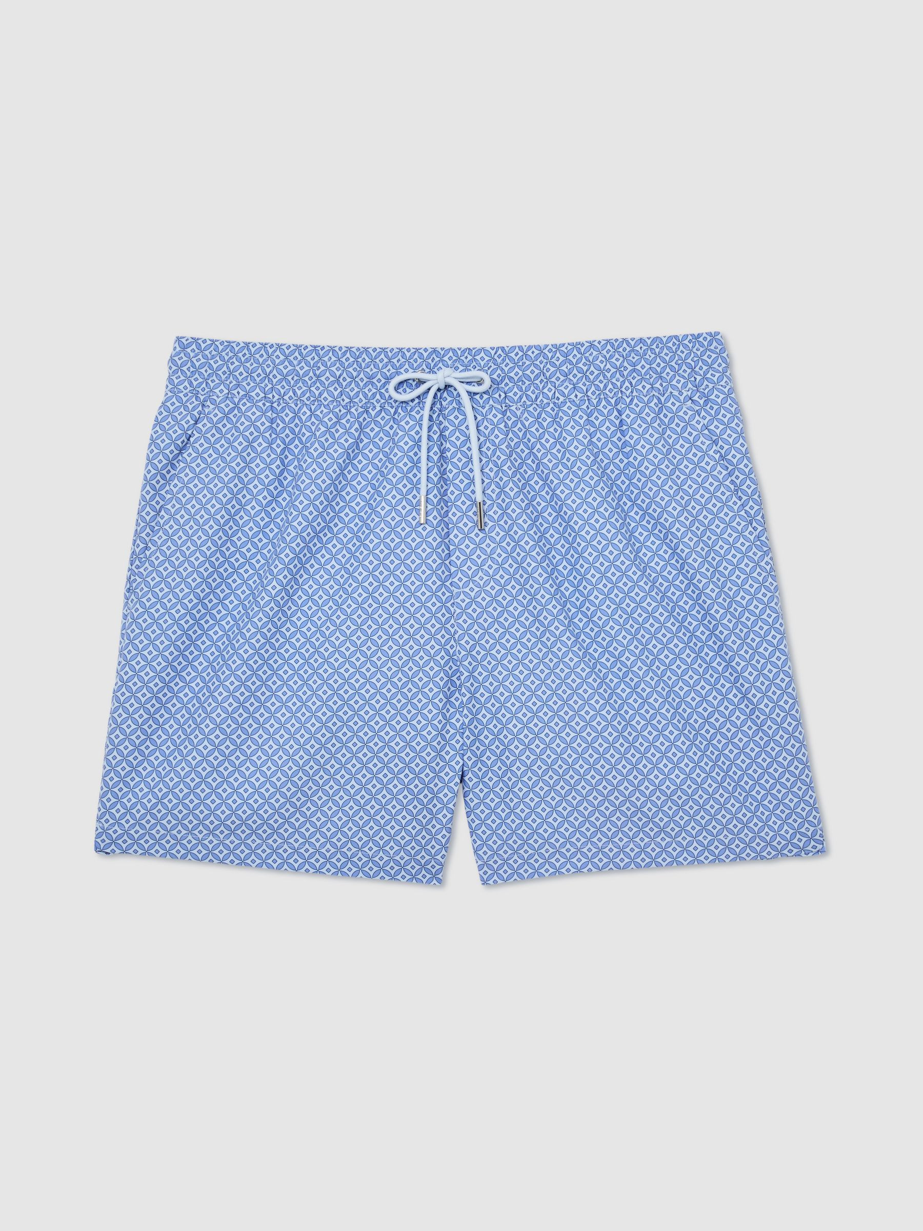 Reiss Geometric-Print Swim Shorts in Blue | REISS | Reiss US