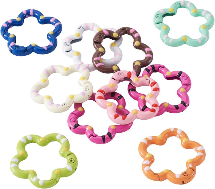 Craftdady 10pcs Flower Spring Gate Rings Circle Trigger Spring Ring Carabiner O Keychain Key Ring... | Amazon (US)