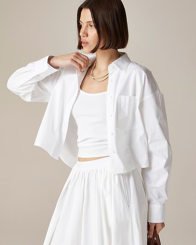 Étienne cropped button-up shirt in cotton poplin | J. Crew US