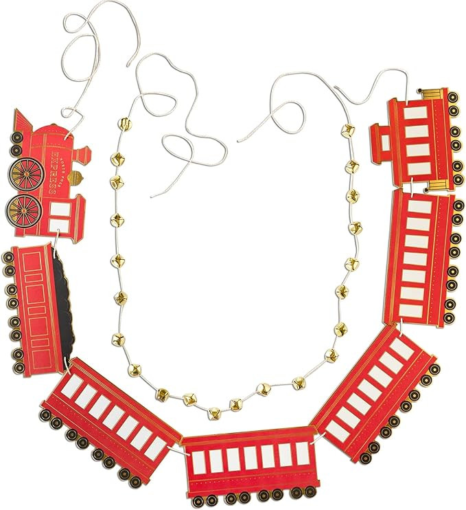 North Pole Express Christmas Train Banner Set – Gold Foil Holiday Hanging Decoration with Jingl... | Amazon (US)