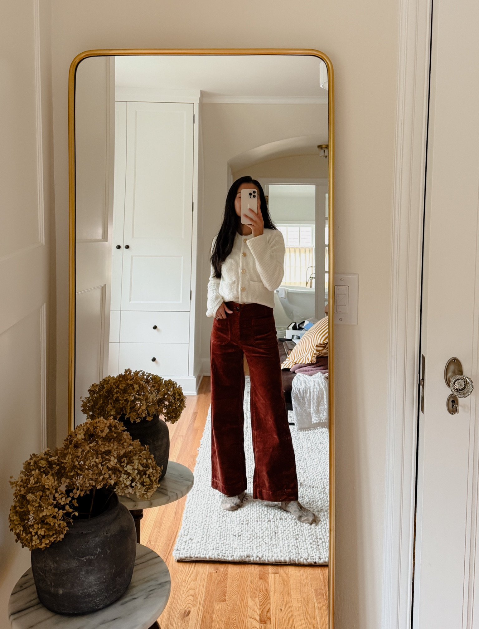 My outfit to the apple orchard. Can you tell I love these cinnamon corduroy pants? This color is no longer available but linking similar ones. My neighbor had on the brown Maeve pair and they looked so good on her! My cardigan is also no longer available but linking similar ones from the same retailer.

#LTKSeasonal #LTKStyleTip