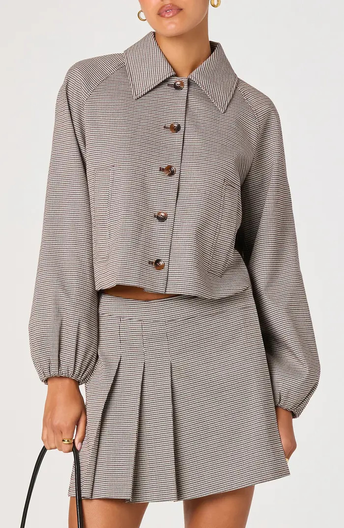 Houndstooth Check Balloon Sleeve Jacket | Nordstrom