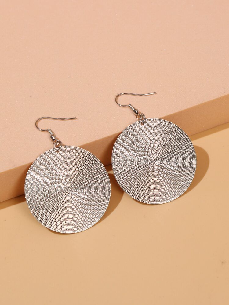 Textured Round Drop Earrings | SHEIN