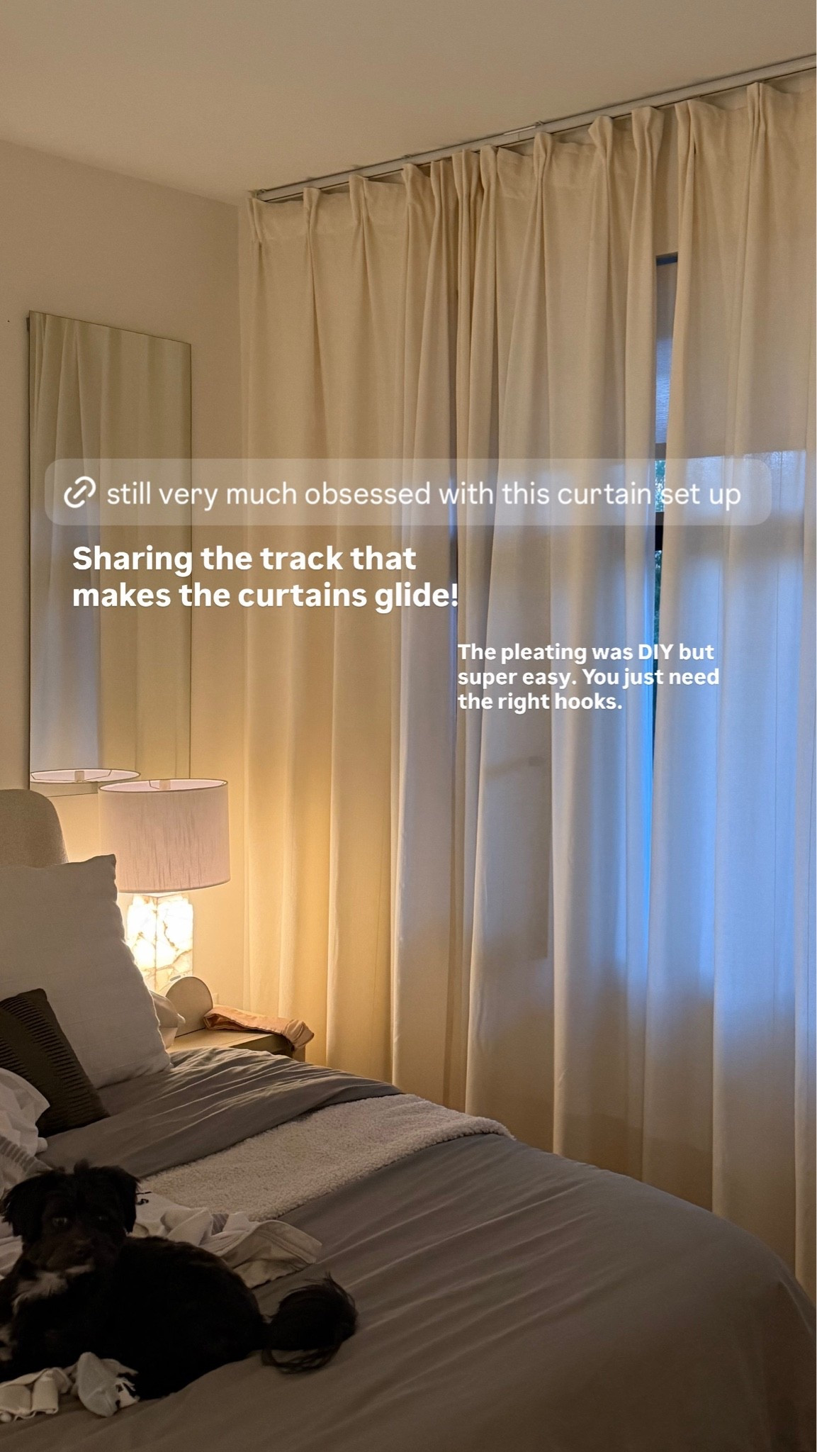 My bedroom curtain set up! this curtain track lets the curtains glide so seamlessly. I diy-ed the pleating which was super easy with the right hooks!

#LTKHome