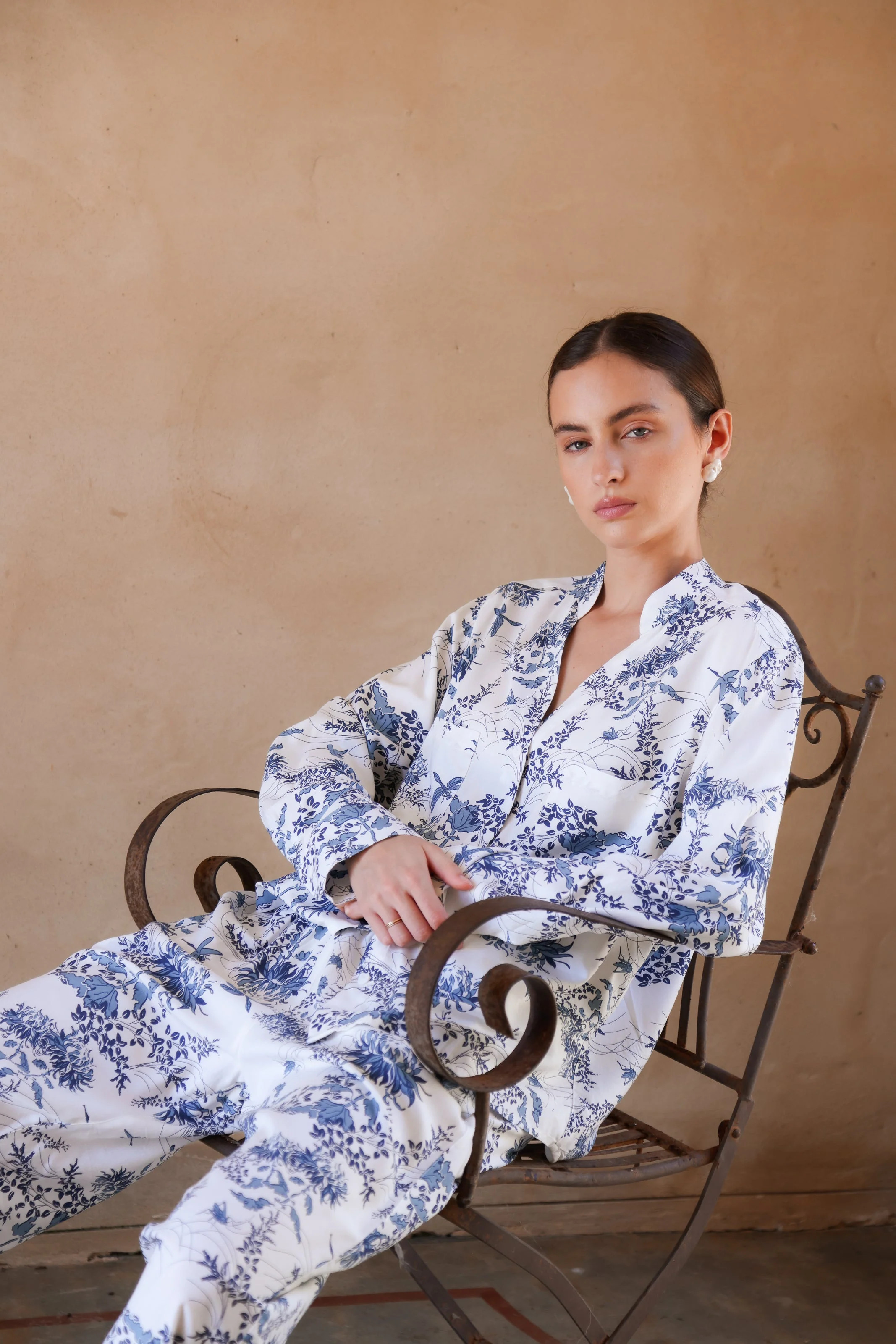 Maggie Pyjama Set - Long - Summer Toile - Aegean Blue | Piyama US
