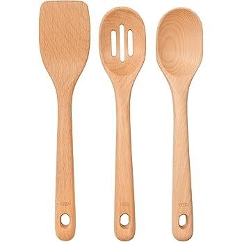 OXO Good Grips 3‑Piece Wooden Utensil Set, Solid Beachwood Spoon, Slotted Spoon and Turner | Amazon (US)
