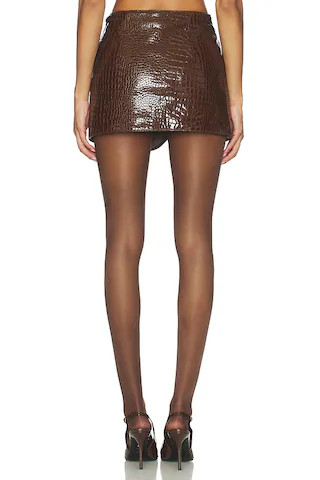 Ivy Leather Skirt in Brown Croro | Revolve Clothing (Global)