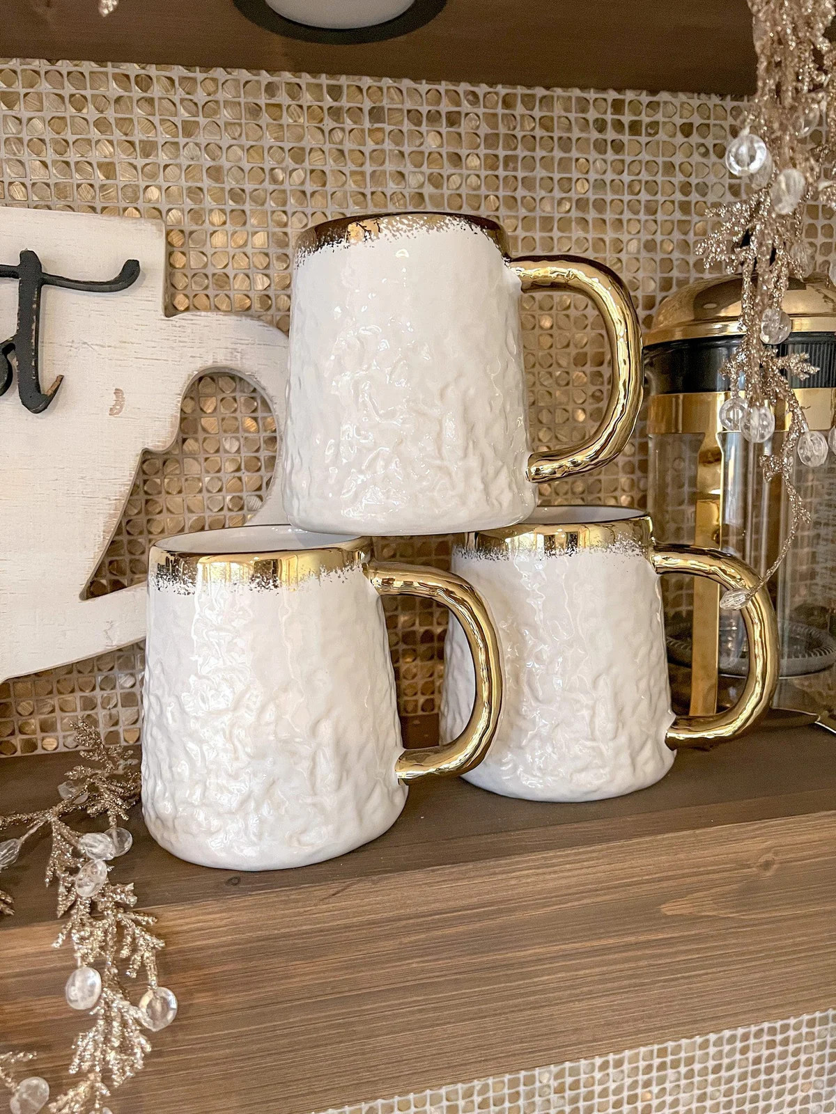 Oversized White and Gold Ombre Coffee Mug | Inspire Me! Home Decor