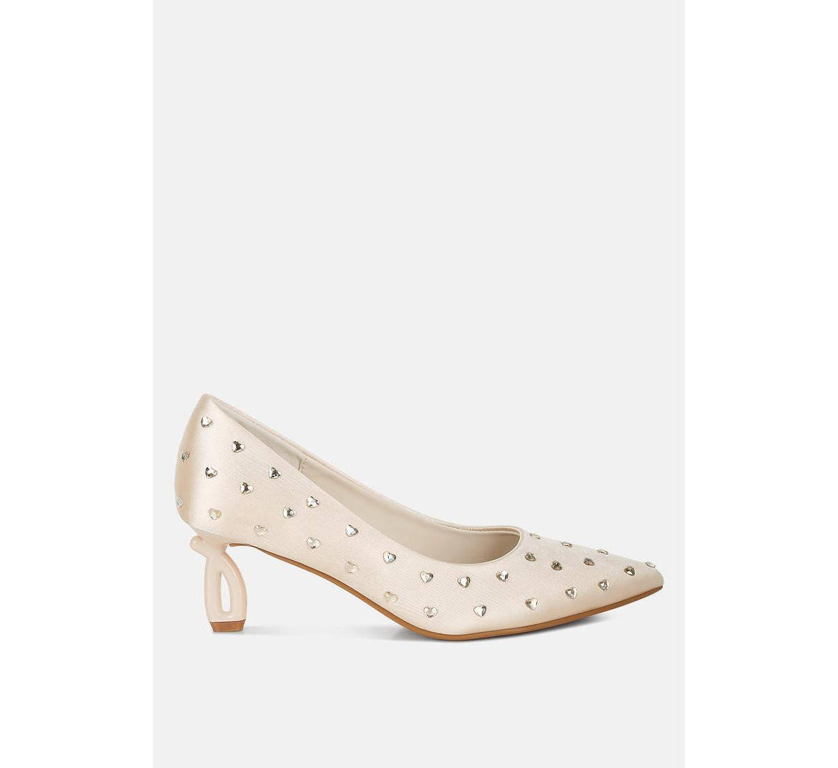 Madhara Heart-Shaped Rhinestones Pumps - Beige | Macy's