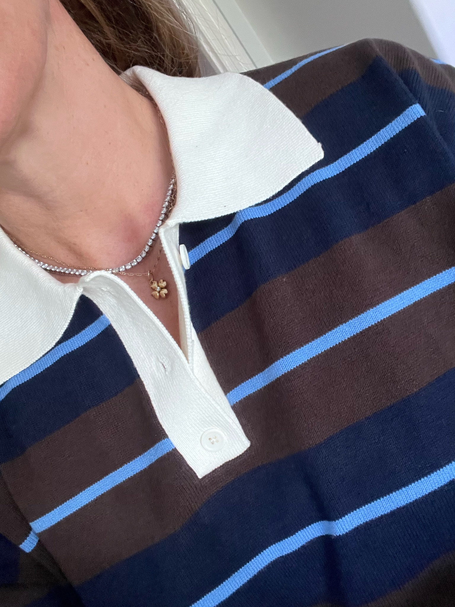Tennis necklace, clover charm, diamond charm, rugby polo, polo style

#LTKootd #LTKSeasonal #LTKOver40