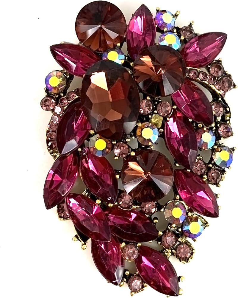 SELOVO Rhinestone Statement Brooch Pin Flower Dress Accessory | Amazon (US)