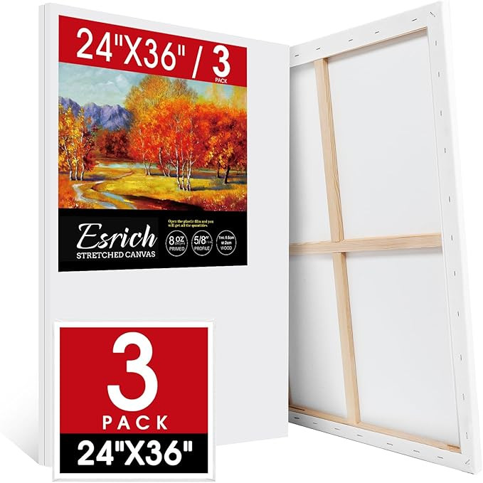 ESRICH Stretched Canvas for Painting 24x36 Inch, 3Pack Large Canvas for Painting, Primed Acid-Fre... | Amazon (US)