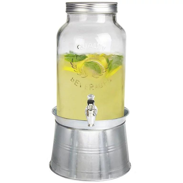 Estilo Glass Mason Jar Dispenser | Drink Dispenser with Spigot (Leak Free) and Ice Bucket Stand |... | Walmart (US)