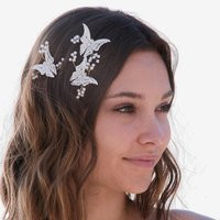 White Metal Butterfly Hair Pins Beaded Pearl Boho Wedding Set | Etsy (US)