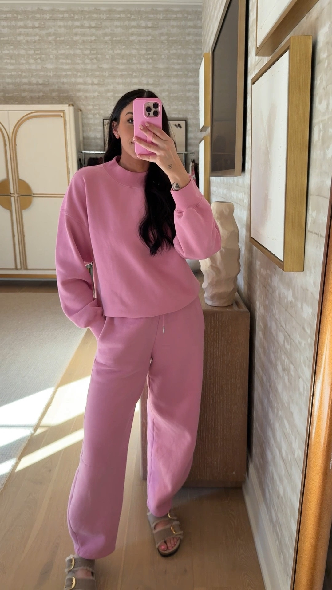 She’s a pink girly. I’m OBSESSED with the cut of these sweats. They’re a subtly barrel leg and more flattering. Wearing mediums 

#LTKootd #LTKSeasonal #LTKFindsUnder100