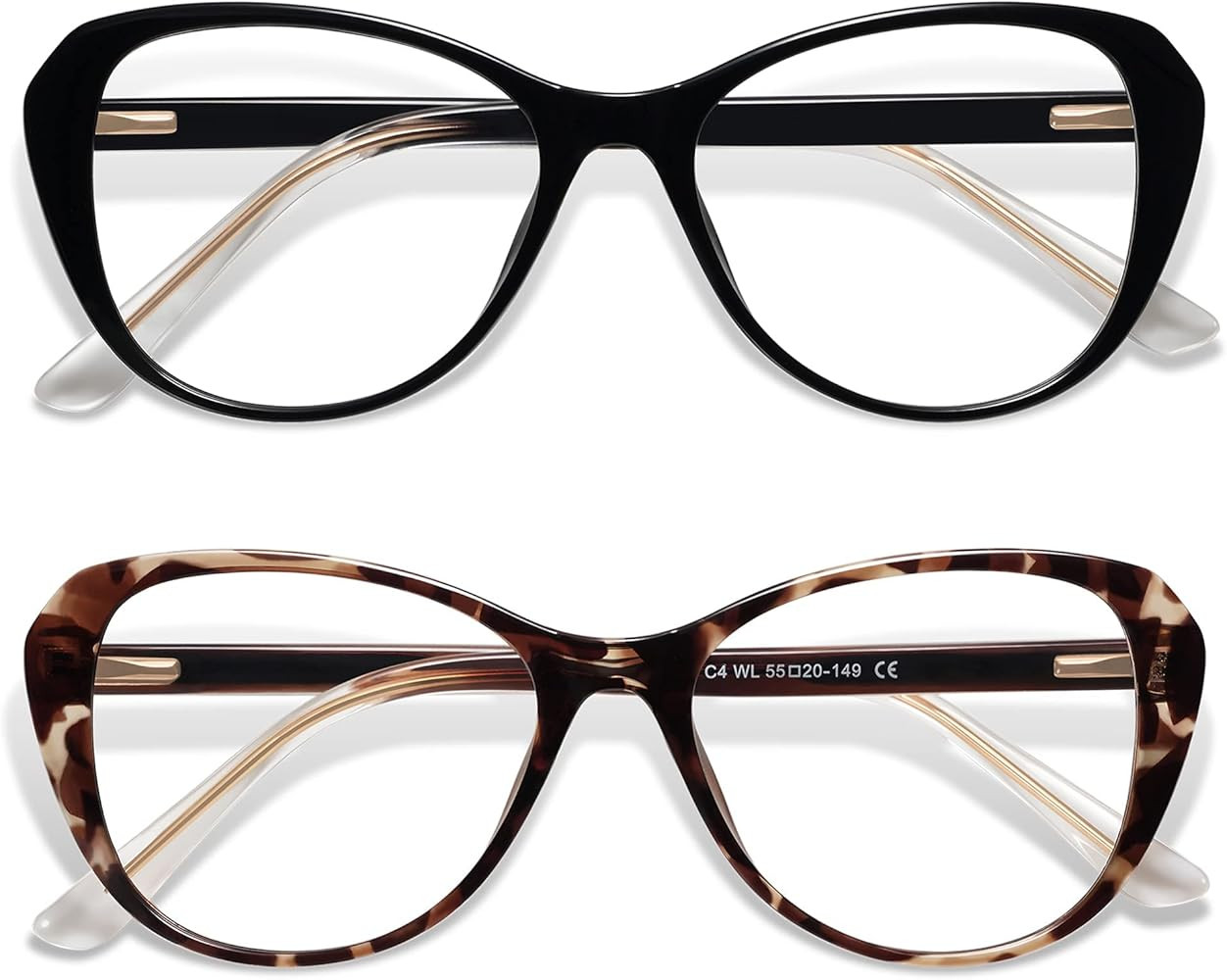 Amazon.com: 2 Pack Trendy Reading Glasses for Women Spring Hinge Retro Stylish Cute Clear Womens ... | Amazon (US)