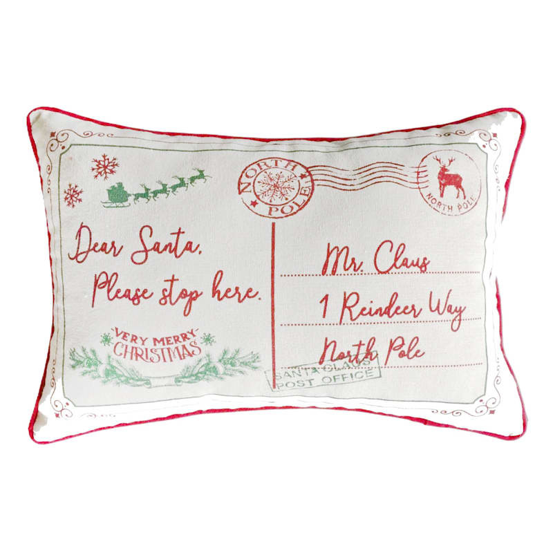 Dear Santa Postcard Throw Pillow, 14x20 | At Home