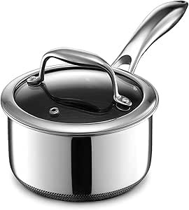 HexClad Hybrid Nonstick 1-Quart Saucepan with Tempered Glass Lid, Stay-Cool Handle, Dishwasher Sa... | Amazon (US)