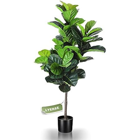 Realead 4ft Artificial Plant Fiddle Leaf Fig Tree Fake Tree in Pot Natural Faux Tree with 66 Leaves  | Amazon (US)