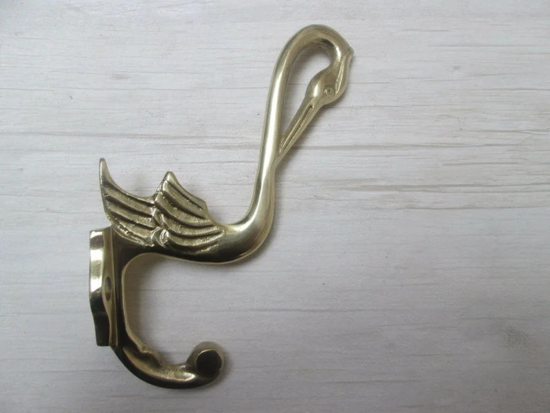 Pack of 5 PELICAN Solid Brass Coat Hooks Ornate Fancy Decorative Vintage Retro Victorian Old Anti... | Etsy (US)