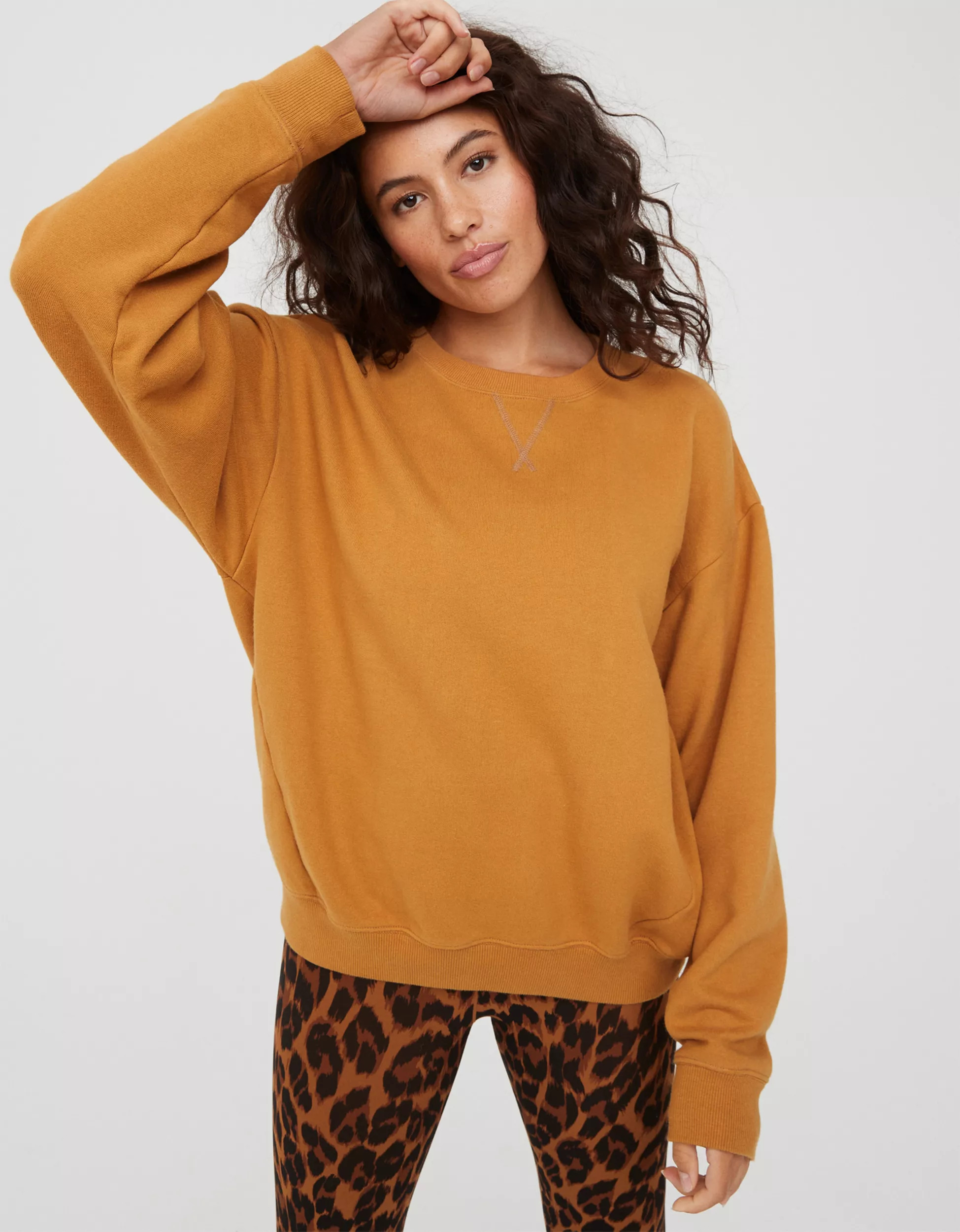 OFFLINE By Aerie Throw-Back Fleece Crew Neck Sweatshirt | Aerie
