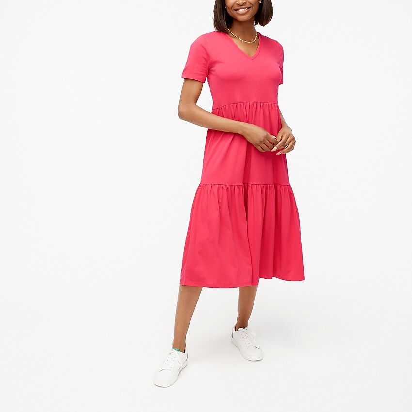 V-neck tiered knit midi dress | J.Crew Factory