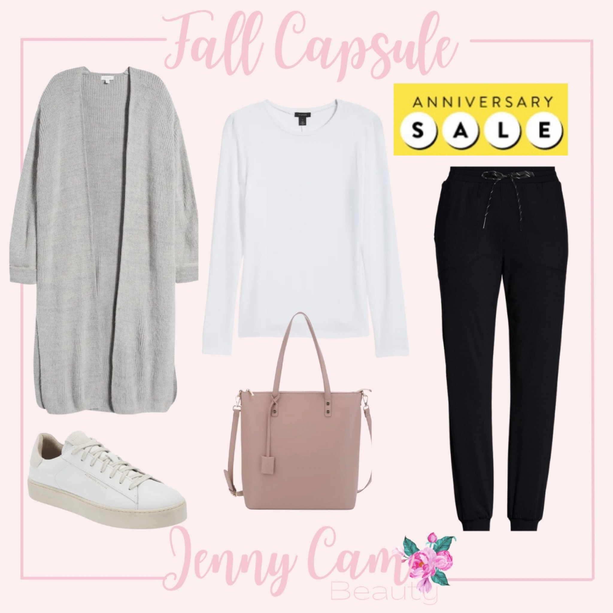 #nordstrom anniversary sale fall capsule wardrobe white tee gray cardigan joggers sneakers 

#LTKxNSale #LTKstyletip #LTKsalealert