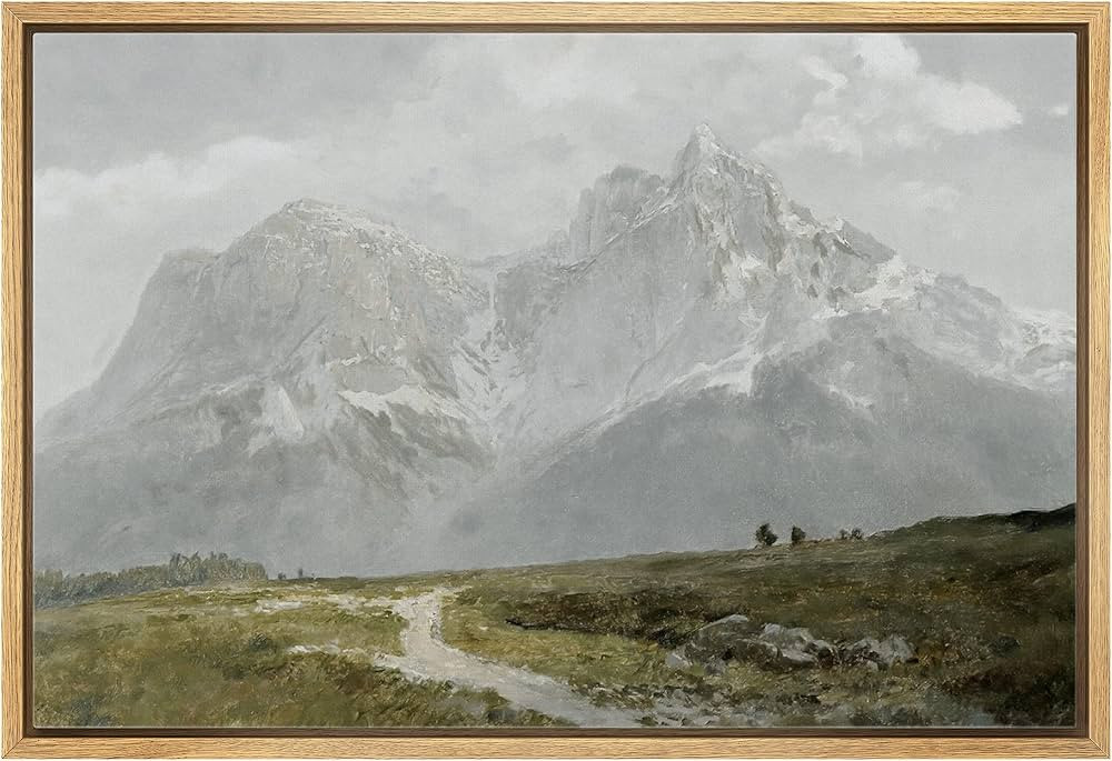 wall26 Framed Canvas Print Wall Art Vintage Winter Storm Mountain Valley Nature Wilderness Illust... | Amazon (US)