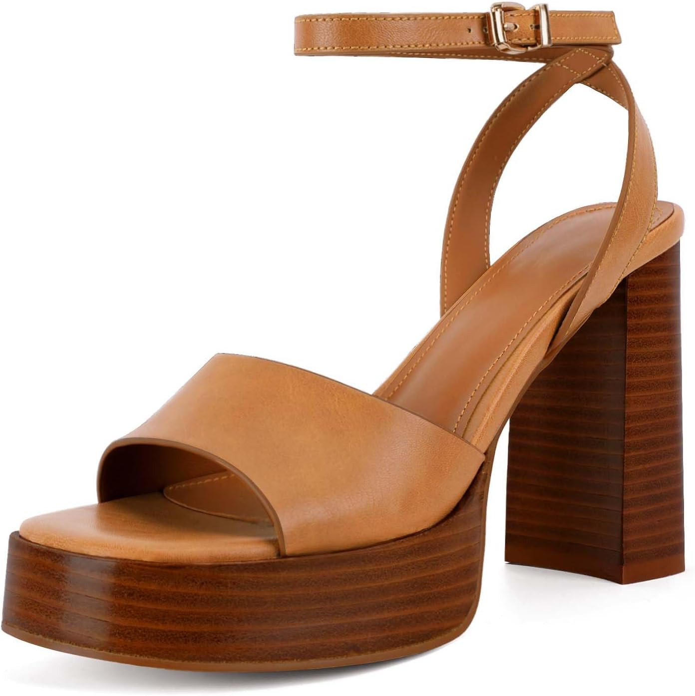 ANFEE Platform Heels for Women Chunky Heel Open Toe Ankle Strap Sandals | Amazon (US)