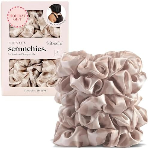 Kitsch Leopard Prints Satin Scrunchies for Women - No Crease Hair Ties for Girls, Scrunchies For ... | Amazon (US)