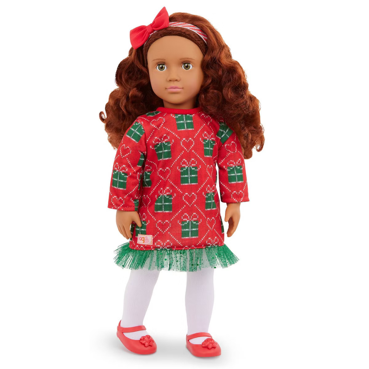 Our Generation Luz 18" Doll with Red & Green Holiday Sweater Dress Outfit | Target
