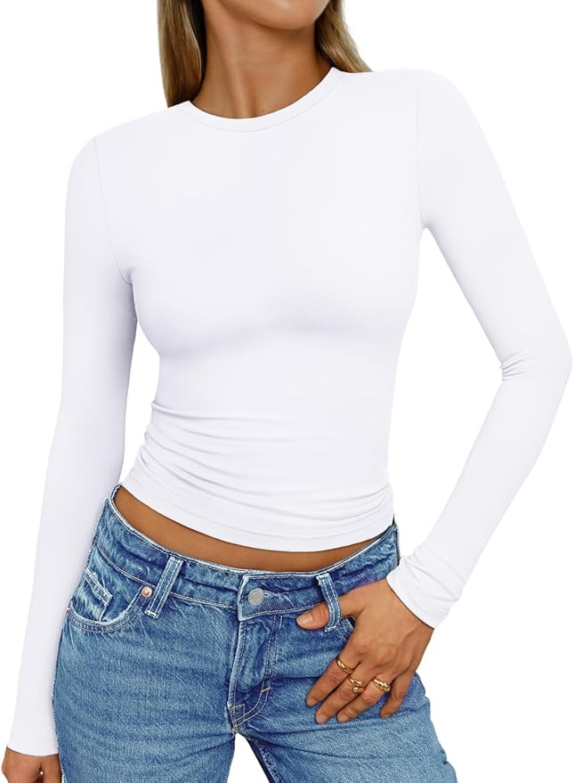 AUTOMET Womens Long Sleeve Shirts Basic Crop Tops Going Out Fall Fashion Slim Fit Y2K Tops 2024 | Amazon (US)