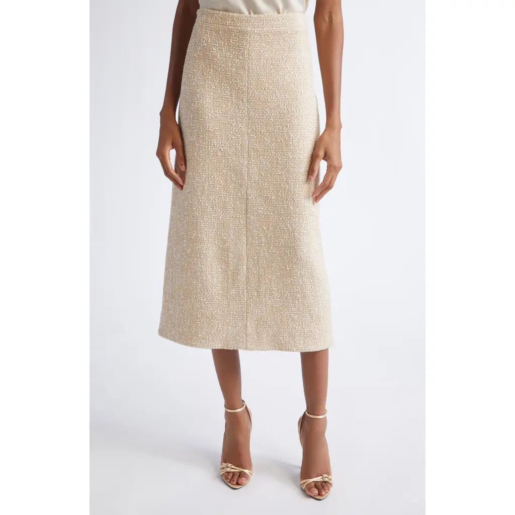 ST. JOHN Metallic Latte Tweed A-line Skirt in Latte Ecru Multi at Nordstrom, Size 2 | Nordstrom