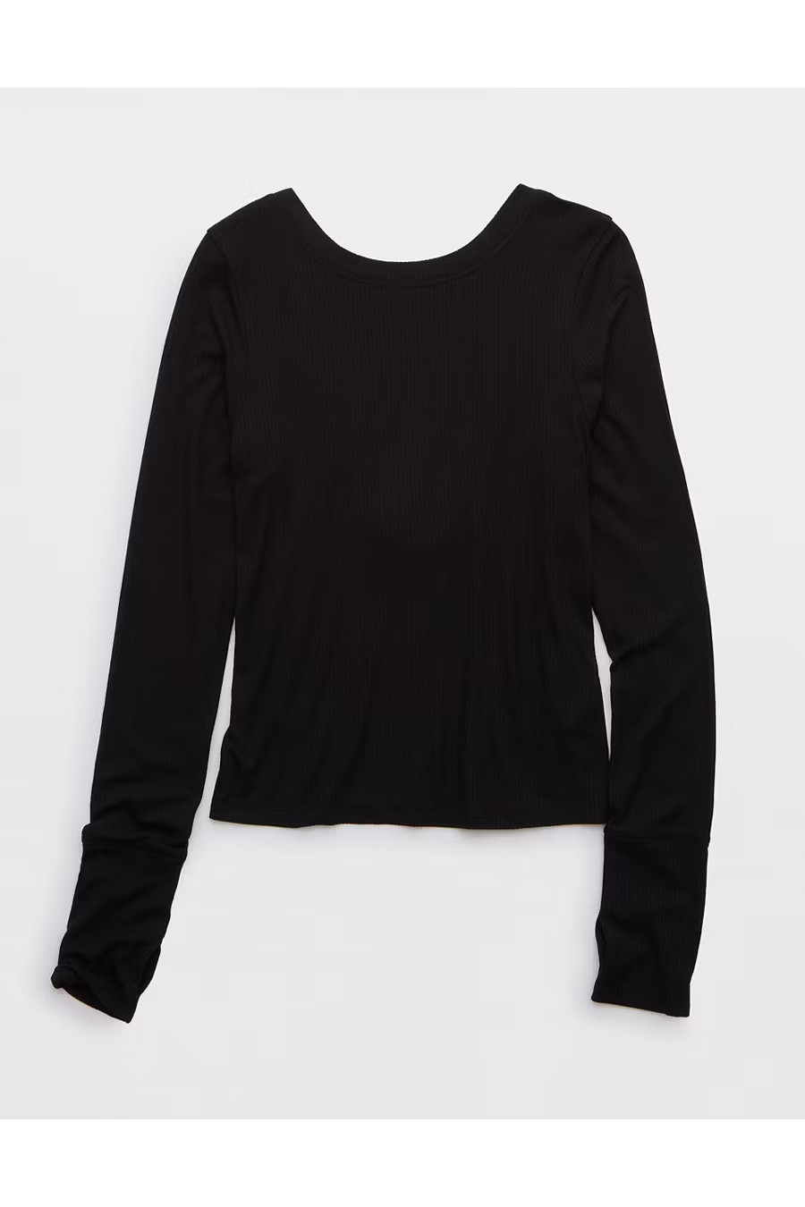 OFFLINE By Aerie Thumbs Up Ribbed Scoop Back T-Shirt Women's True Black M | Aerie