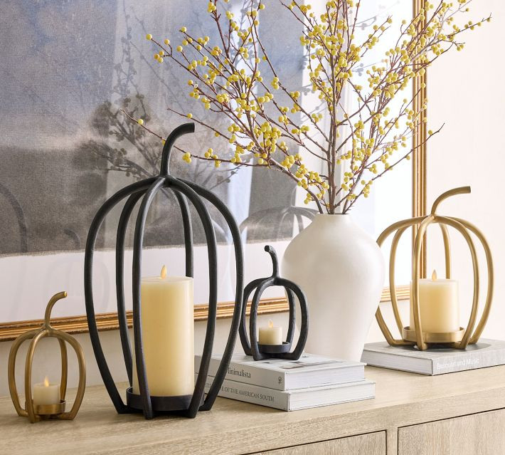 Handcrafted Fallon Pumpkin Candle Holder | Pottery Barn (US)