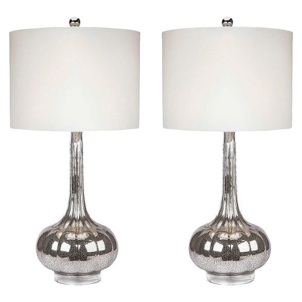Set of 2 Michelle Antique Glass Table Lamp Silver - Abbyson Living | Target