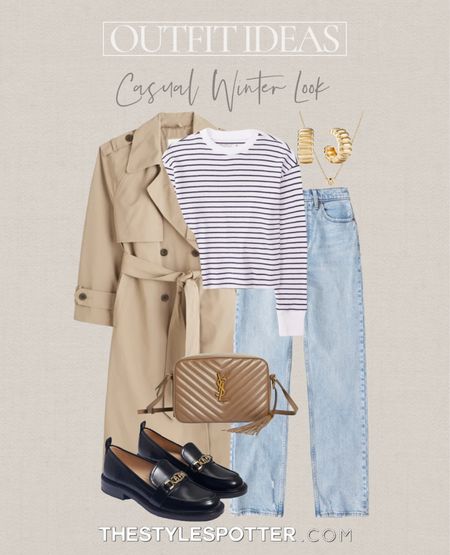 Winter Outfit Ideas ❄️ Casual Winter Look
A winter outfit isn’t complete without a cozy coat and neutral hues. These casual looks are both stylish and practical for an easy and casual winter outfit. The look is built of closet essentials that will be useful and versatile in your capsule wardrobe. 
Shop this look 👇🏼 ❄️ ⛄️ 

Tags: Trench coat, loafers, Saint Laurent bag, ysl bag, ysl loulou camera bag, Abercrombie and Fitch, Abercrombie jeans, Mejuri, gold earrings, diamond necklace 

#LTKGiftGuide #LTKHoliday #LTKSeasonal