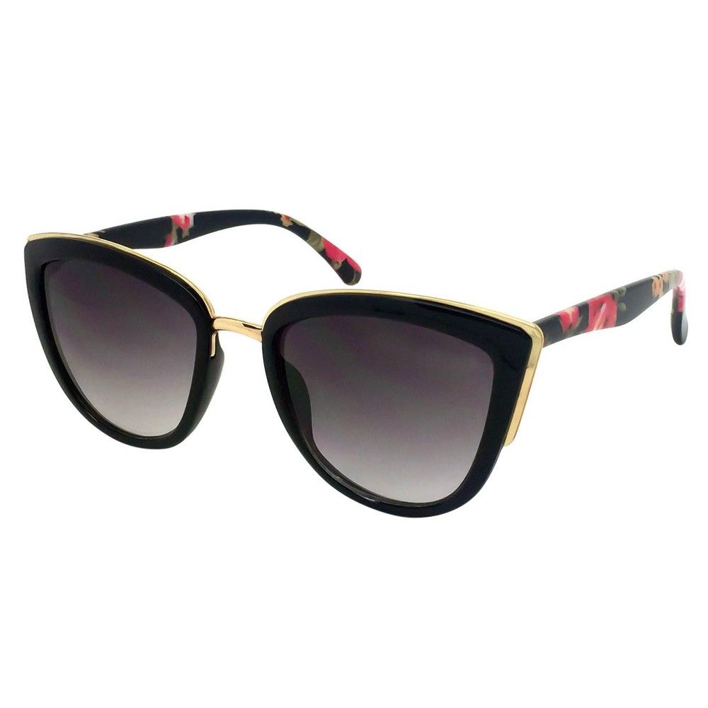 Women's Cateye Sunglasses-Black Floral, Black | Target