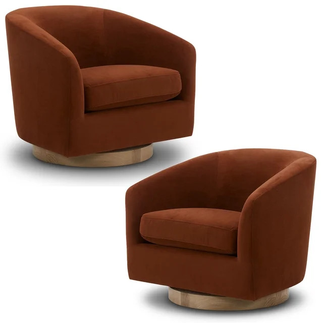 CHITA Swivel Accent Chair Set of 2, Velvet Round Barrel Arm Chair Living Room, Burnt Orange | Walmart (US)