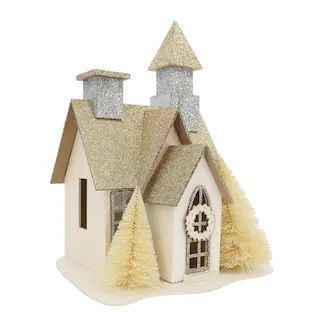 10" Pre-Lit Glittery Silver & Gold Tabletop Christmas Tree House by Ashland®  | Michaels | Michaels Stores