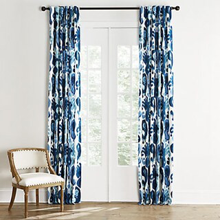 Bethesda Drapery Panel with Blue Ikat Pattern & Cotton Lining for Privacy | Ballard Designs, Inc.