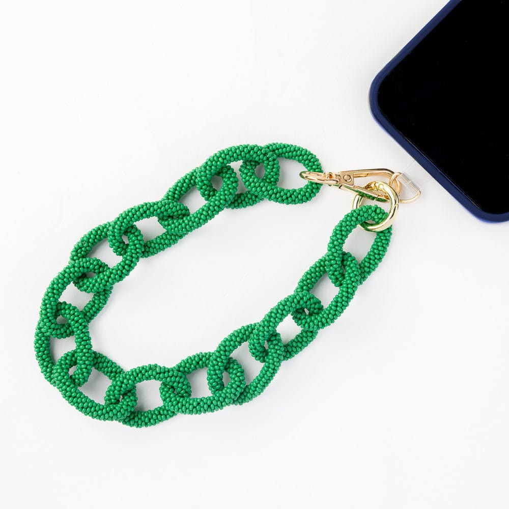 Celine Beaded Phone Chain + Bag Charm Green | INK+ALLOY