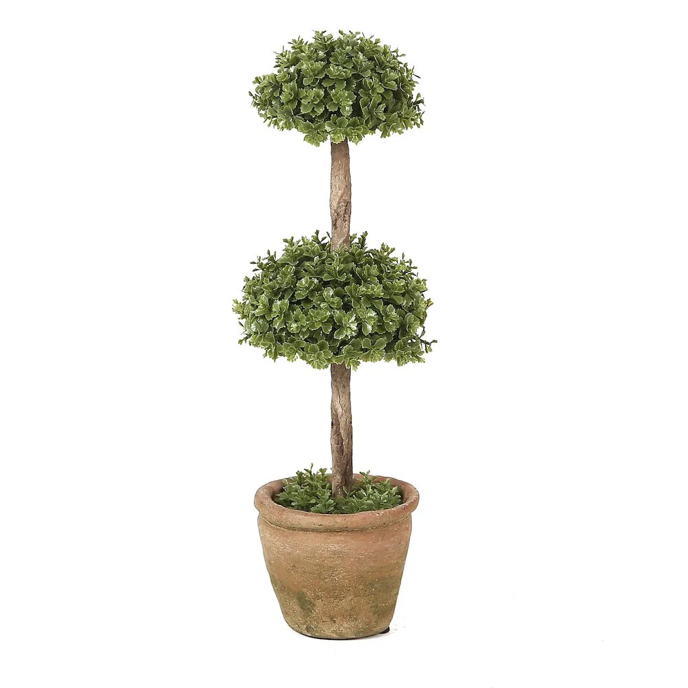 LuxenHome 1.1-Foot Artificial Topiary Double Boxwood Tree - Walmart.com | Walmart (US)
