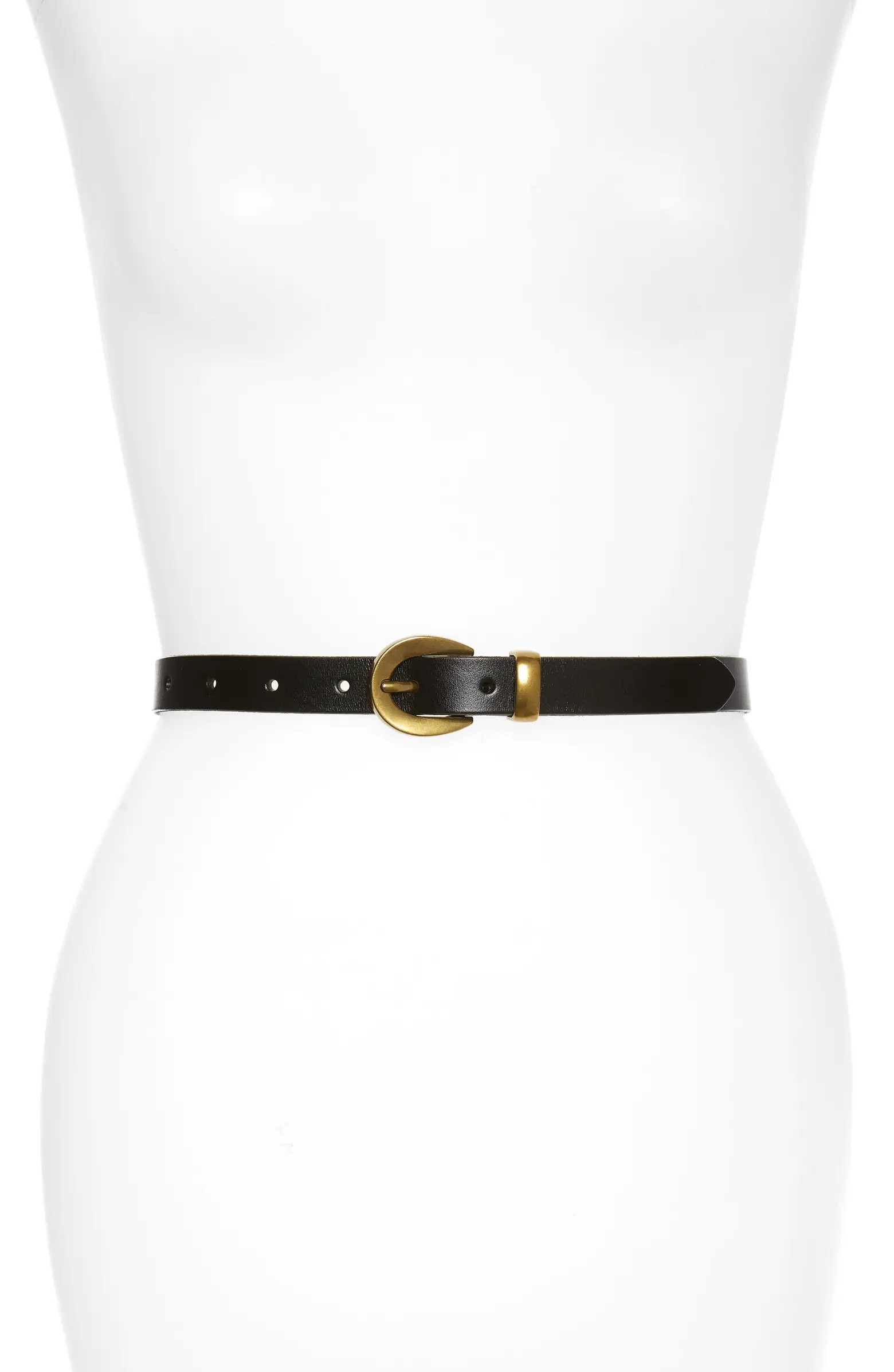 Chunky Buckle Leather Skinny Belt | Nordstrom