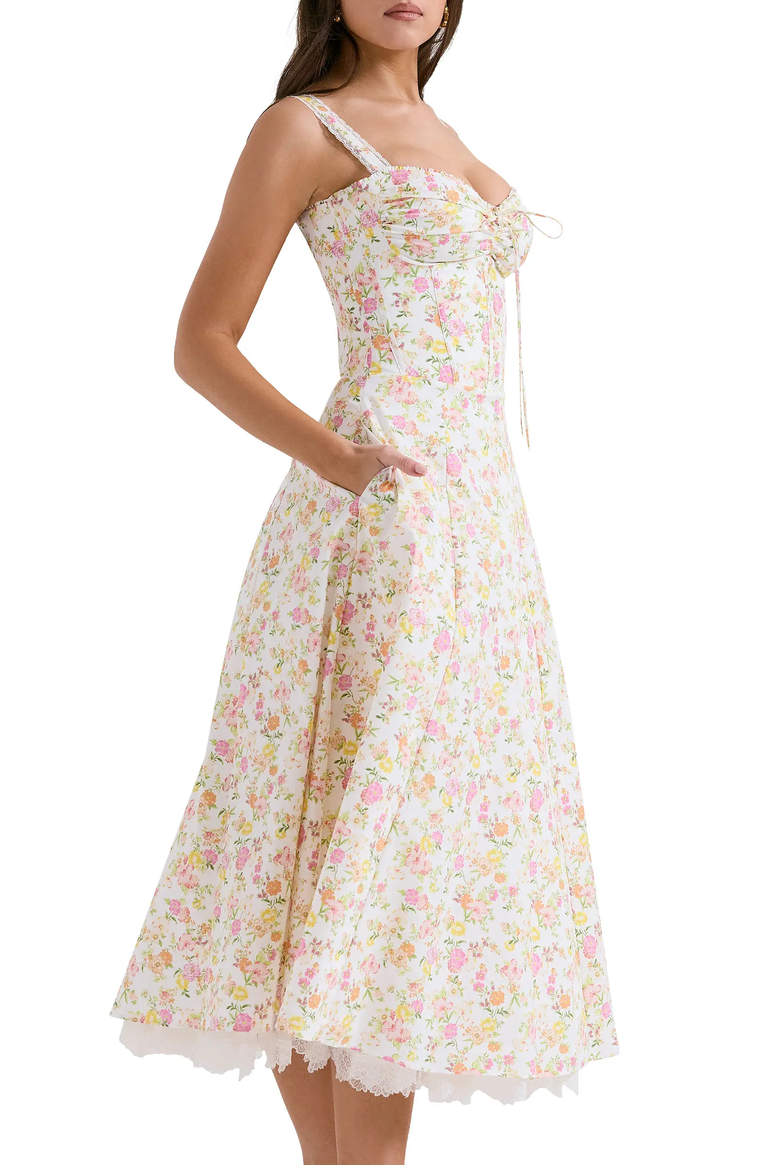 Rosalee Floral Stretch Cotton Petticoat Dress | Nordstrom