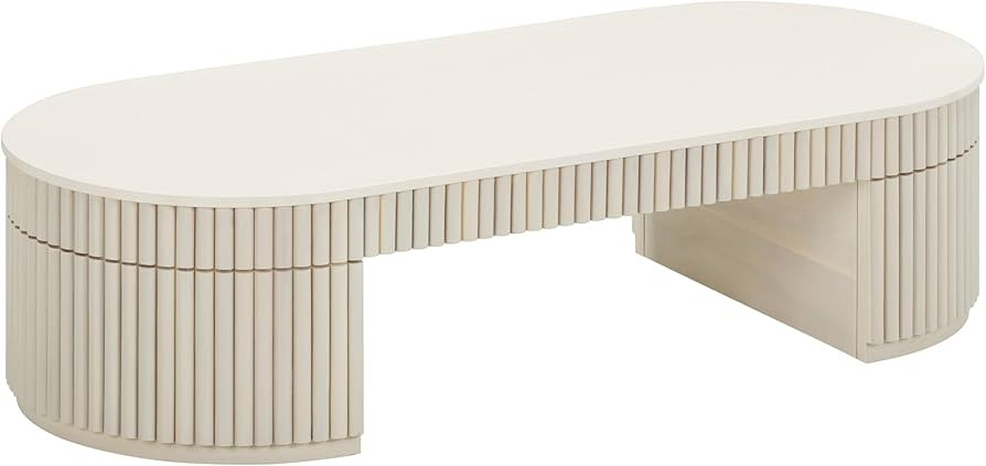 Tov Furniture Bella Cream Oval Coffee Table | Amazon (US)
