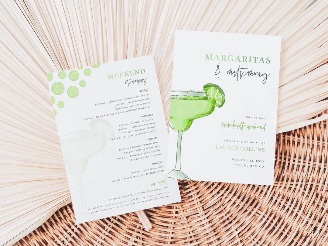 Margarita Margs and Matrimony Bachelorette Weekend Invite and Itinerary Template | VERDA Collecti... | Etsy (US)