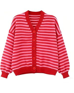 Knitted Cardigans for Women Mixed-Pattern Striped Knit Jumper Long Sleeve Women's Cardigan Sweate... | Amazon (US)