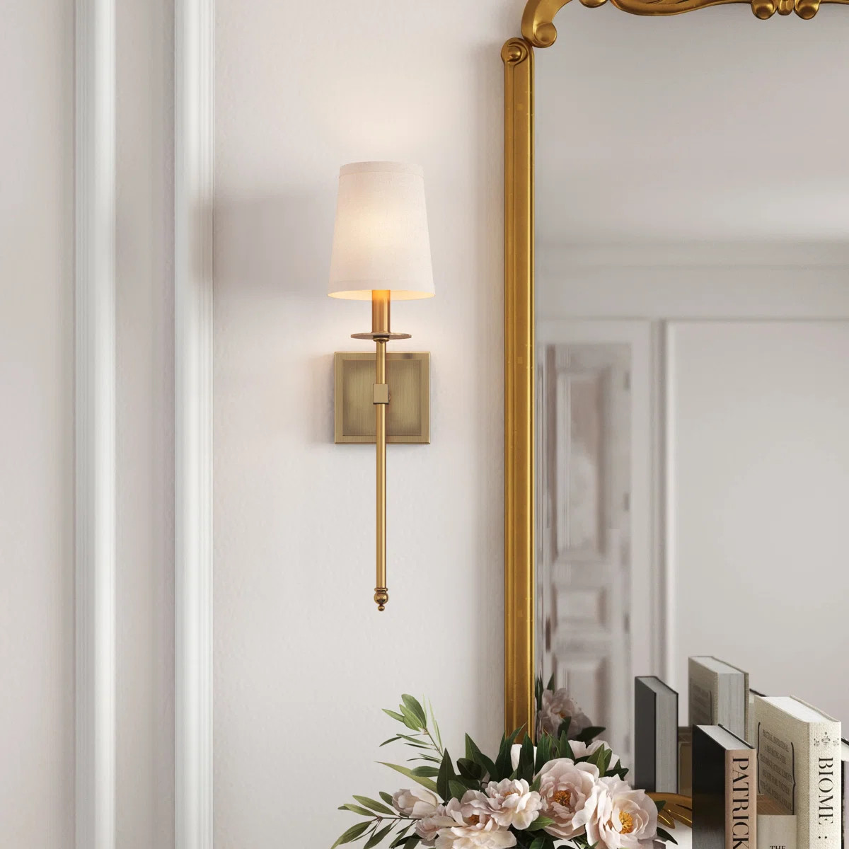 Dewayne 1-Light Metal Wallchiere with Linen Shade | Wayfair North America