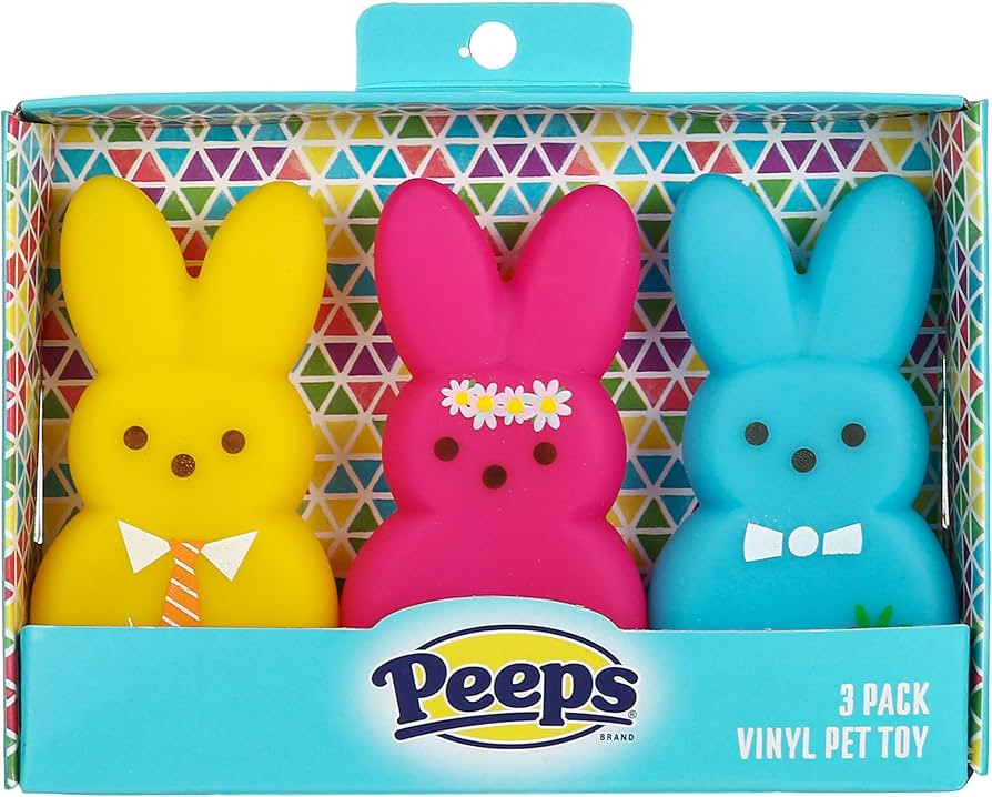 Peeps for Pets 3 Piece Dress-Up Bunnies Vinyl Dog Toys Yellow, Pink, Blue 4 inch Plastic Squeaky ... | Amazon (US)